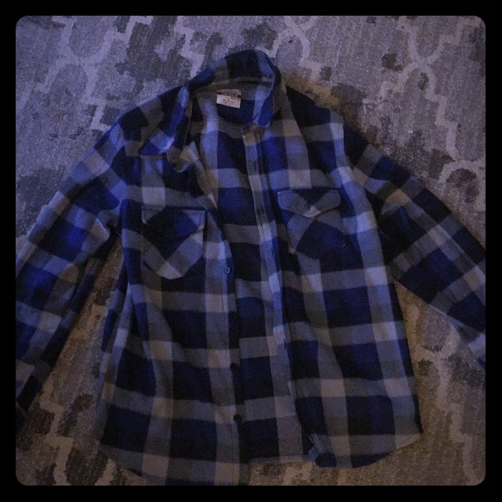 Blue and gray plaid men's shirt